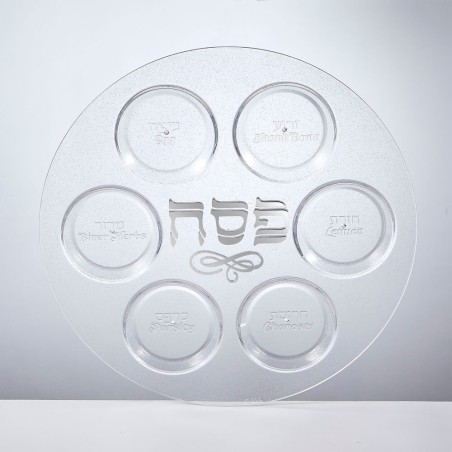צלחת סדר מפלסטיק שקופה עם נצנצים | פסח | יוּדָאִיקָה
